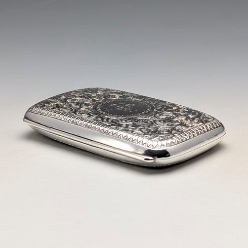 1880 British antique sterling silver cigarette case, 51g, with case, Hilliard & Thomason